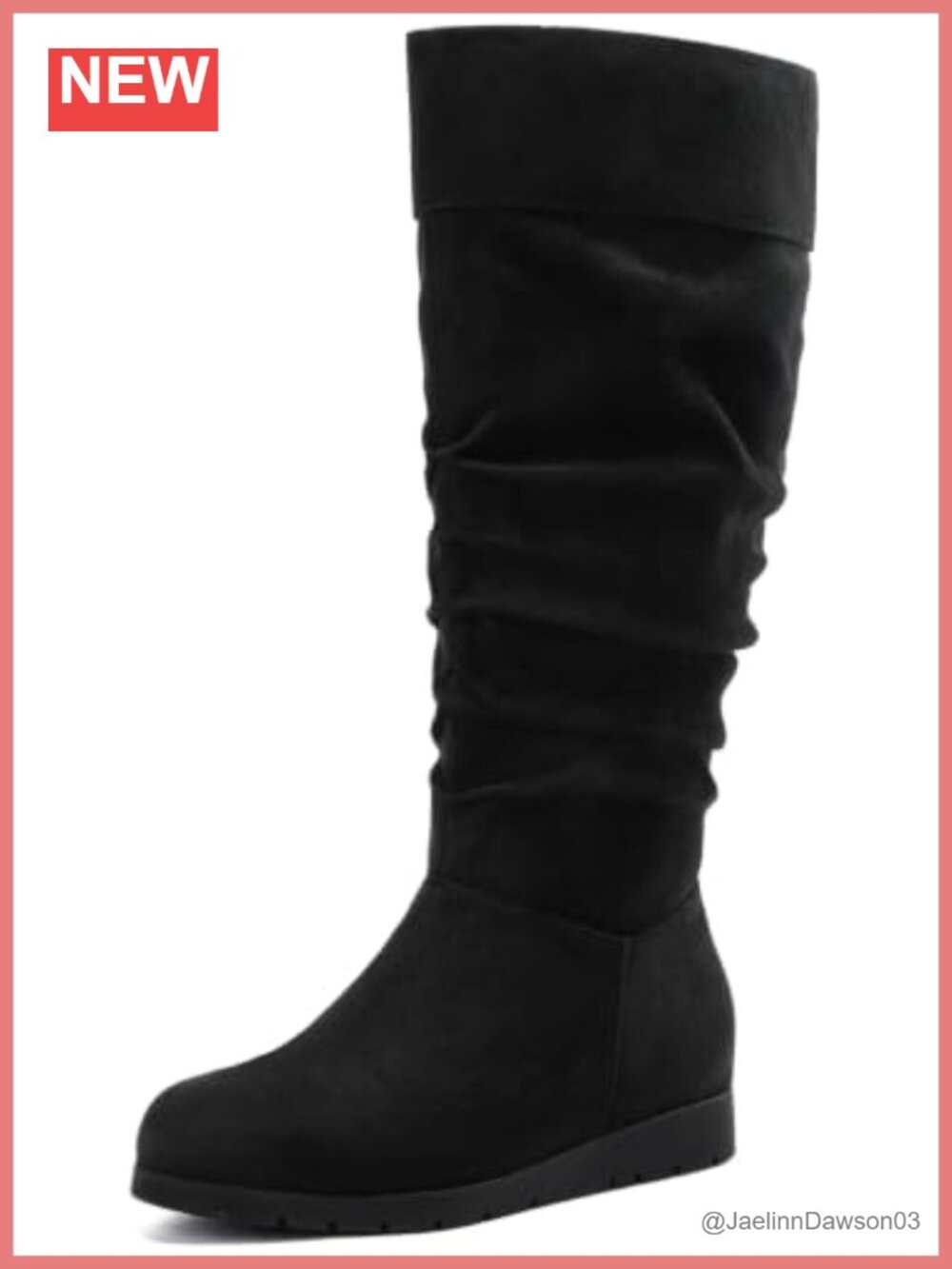 Wide Calf Knee High Boots Slouchy Faux Suede Wedge Boots